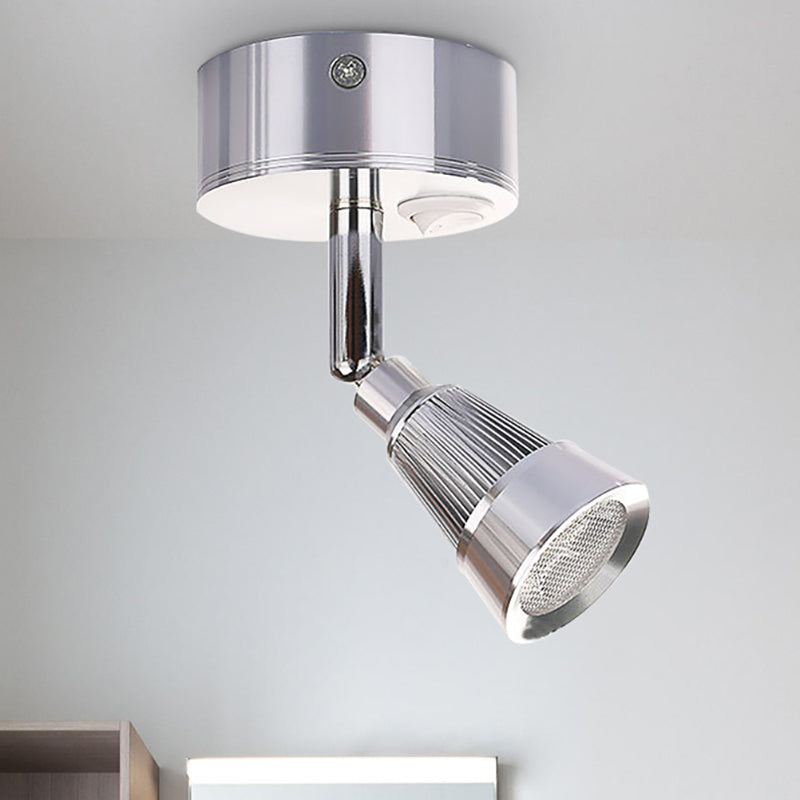 Modernist Bell Wall Light Fixture with/without Switch Metal LED Indoor Rotatable Sconce Lamp in Black/Chrome Clearhalo 'Cast Iron' 'Glass' 'Industrial' 'Modern wall lights' 'Modern' 'Tiffany' 'Traditional wall lights' 'Wall Lamps & Sconces' 'Wall Lights' Lighting' 237326