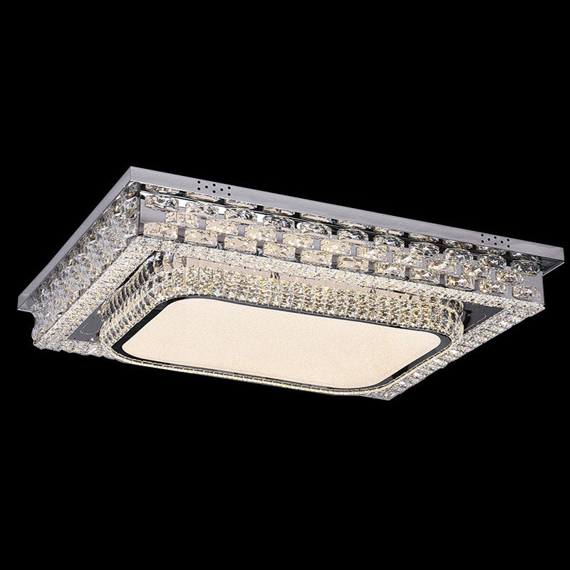 Rectangular LED Ceiling Lighting Modern Beveled Crystal Clear Flushmount for Bedroom Clear 43" Clearhalo 'Ceiling Lights' 'Close To Ceiling Lights' 'Close to ceiling' 'Flush mount' Lighting' 2373285