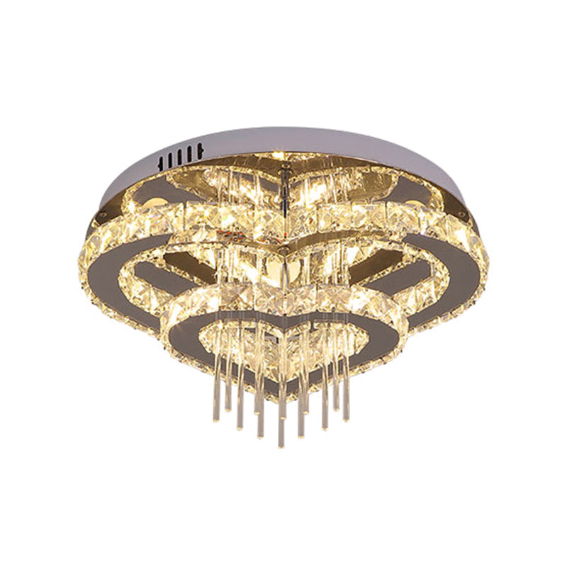 Modern Heart Shaped Semi Flush Light Cut-Crystal Bedroom LED Ceiling Fixture in Silver Silver Third Gear Clearhalo 'Ceiling Lights' 'Close To Ceiling Lights' 'Close to ceiling' Lighting' 2373305