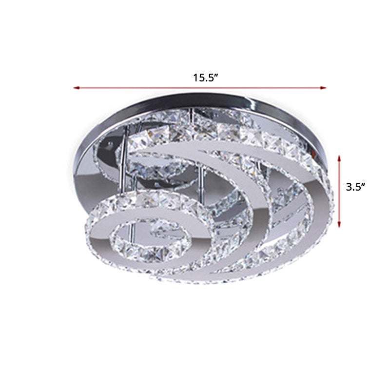 Crescent and Sun Ceiling Light Modern Beveled Crystal Bedroom Semi Flush Mount in Silver Clearhalo 'Ceiling Lights' 'Close To Ceiling Lights' 'Close to ceiling' Lighting' 2373315
