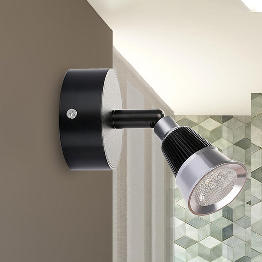 Modernist Bell Wall Light Fixture with/without Switch Metal LED Indoor Rotatable Sconce Lamp in Black/Chrome Black No Switch Clearhalo 'Cast Iron' 'Glass' 'Industrial' 'Modern wall lights' 'Modern' 'Tiffany' 'Traditional wall lights' 'Wall Lamps & Sconces' 'Wall Lights' Lighting' 237331