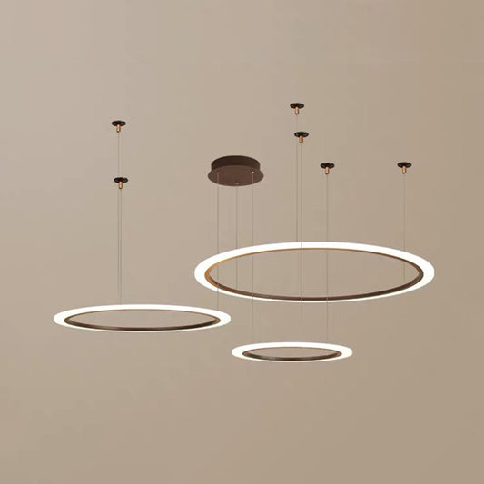 Multi-Circle Living Room Chandelier Lighting Acrylic Simple Style LED Ceiling Suspension Lamp Coffee 3 Tiers Clearhalo 'Ceiling Lights' 'Chandeliers' 'Modern Chandeliers' 'Modern' Lighting' 2373336