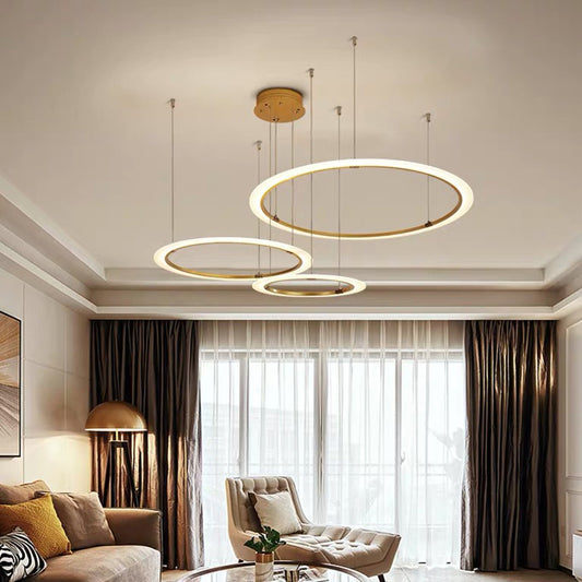 Multi-Circle Living Room Chandelier Lighting Acrylic Simple Style LED Ceiling Suspension Lamp Clearhalo 'Ceiling Lights' 'Chandeliers' 'Modern Chandeliers' 'Modern' Lighting' 2373342