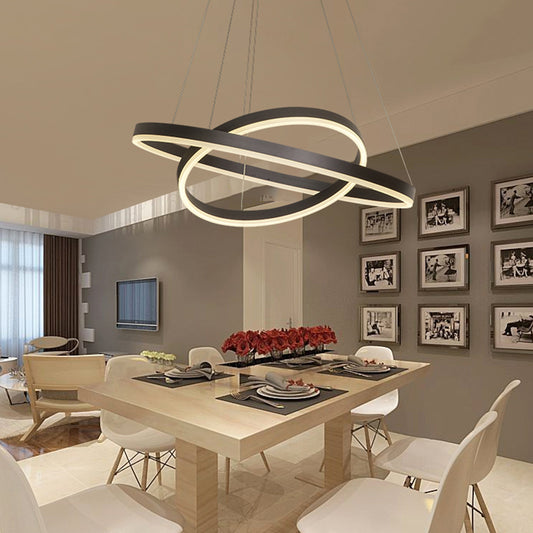 Circling Dining Room Suspension Lamp Acrylic Modern LED Chandelier Lighting Fixture Clearhalo 'Ceiling Lights' 'Chandeliers' 'Modern Chandeliers' 'Modern' Lighting' 2373360