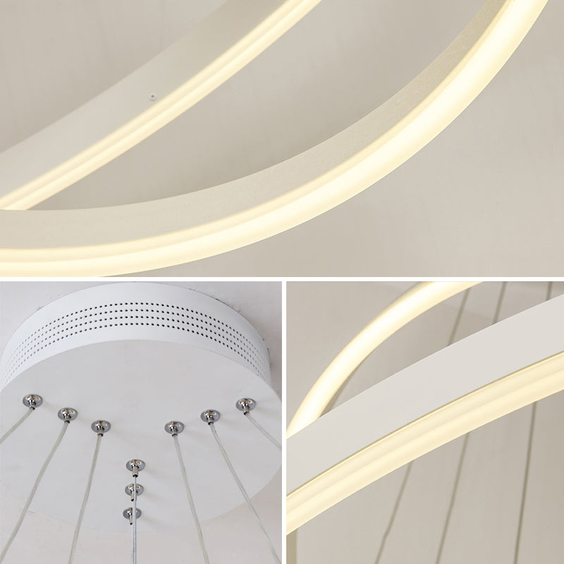 Circling Dining Room Suspension Lamp Acrylic Modern LED Chandelier Lighting Fixture Clearhalo 'Ceiling Lights' 'Chandeliers' 'Modern Chandeliers' 'Modern' Lighting' 2373362