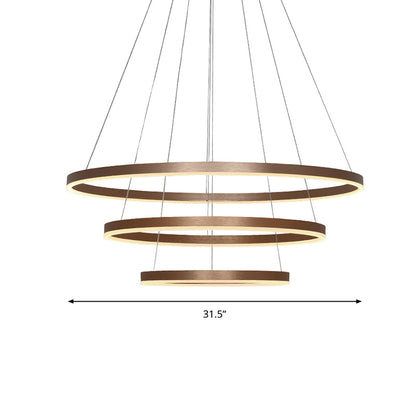 3-Loop Acrylic Pendant Chandelier Minimalistic Coffee LED Hanging Light over Table Coffee 31.5" Clearhalo 'Ceiling Lights' 'Chandeliers' 'Modern Chandeliers' 'Modern' Lighting' 2373372