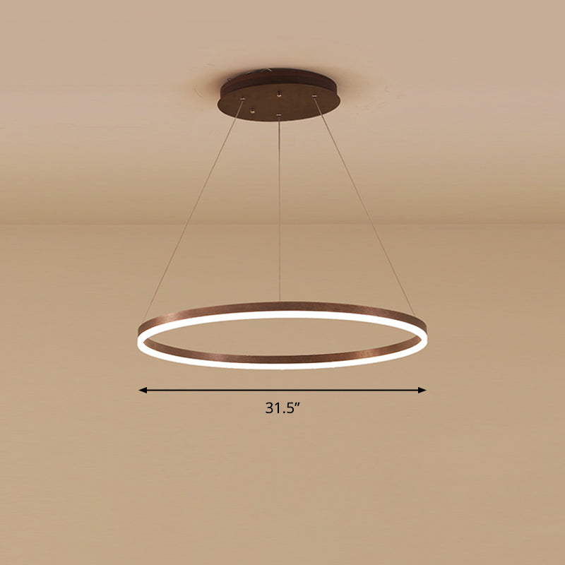 Acrylic Loop Shaped Chandelier Minimalist Elegant Coffee LED Suspension Light Fixture Coffee 1 Tier 31.5" Clearhalo 'Ceiling Lights' 'Chandeliers' 'Modern Chandeliers' 'Modern' Lighting' 2373391