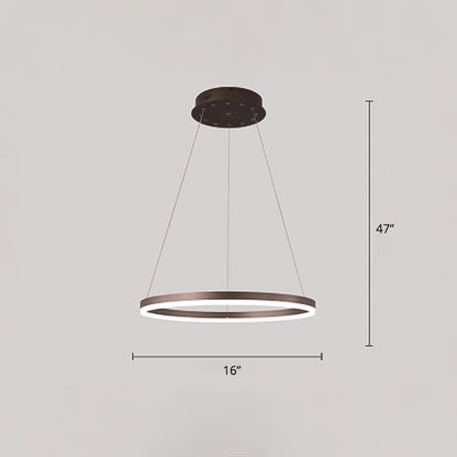 Acrylic Loop Shaped Chandelier Minimalist Elegant Coffee LED Suspension Light Fixture Coffee 1 Tier 16" Clearhalo 'Ceiling Lights' 'Chandeliers' 'Modern Chandeliers' 'Modern' Lighting' 2373392