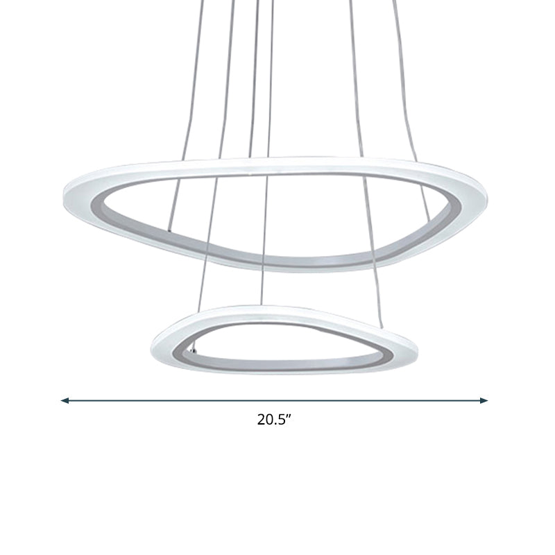 Minimalist Triangular LED Hanging Lamp Acrylic Dining Room Ceiling Chandelier in White White 20.5" Clearhalo 'Ceiling Lights' 'Chandeliers' 'Modern Chandeliers' 'Modern' Lighting' 2373409