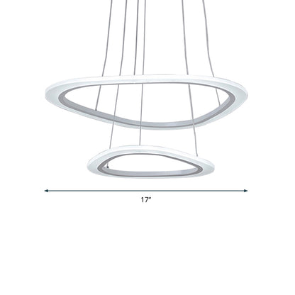 Minimalist Triangular LED Hanging Lamp Acrylic Dining Room Ceiling Chandelier in White White 17" Clearhalo 'Ceiling Lights' 'Chandeliers' 'Modern Chandeliers' 'Modern' Lighting' 2373413