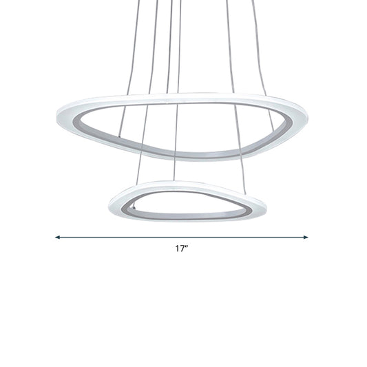 Minimalist Triangular LED Hanging Lamp Acrylic Dining Room Ceiling Chandelier in White White 17" Clearhalo 'Ceiling Lights' 'Chandeliers' 'Modern Chandeliers' 'Modern' Lighting' 2373413