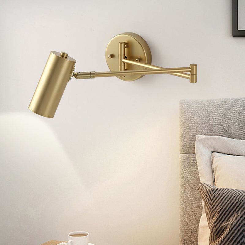 Tubular Bedside Wall Mounted Reading Lamp Metal 1 Bulb Postmodern Wall Light with Extendable Arm Clearhalo 'Cast Iron' 'Glass' 'Industrial' 'Modern wall lights' 'Modern' 'Tiffany' 'Traditional wall lights' 'Wall Lamps & Sconces' 'Wall Lights' Lighting' 2373419