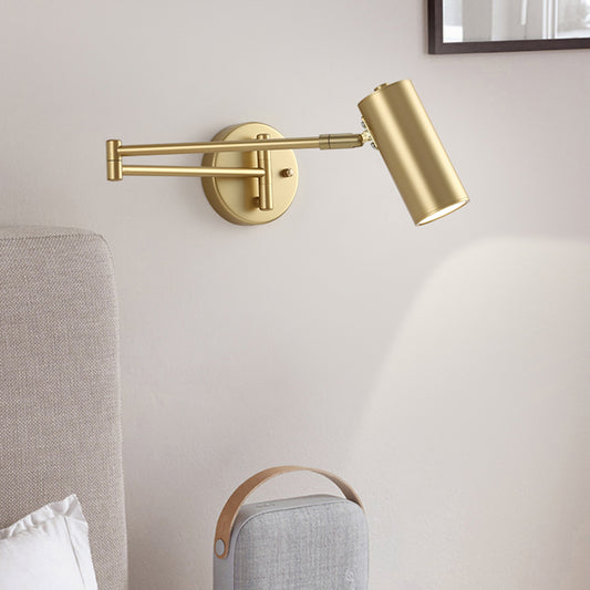 Tubular Bedside Wall Mounted Reading Lamp Metal 1 Bulb Postmodern Wall Light with Extendable Arm Clearhalo 'Cast Iron' 'Glass' 'Industrial' 'Modern wall lights' 'Modern' 'Tiffany' 'Traditional wall lights' 'Wall Lamps & Sconces' 'Wall Lights' Lighting' 2373423
