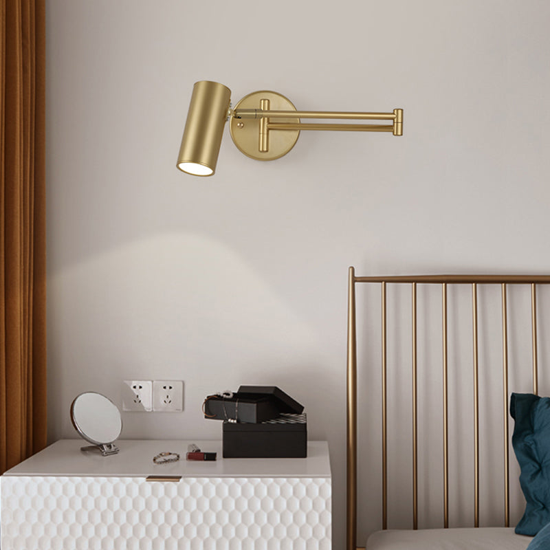 Tubular Bedside Wall Mounted Reading Lamp Metal 1 Bulb Postmodern Wall Light with Extendable Arm Clearhalo 'Cast Iron' 'Glass' 'Industrial' 'Modern wall lights' 'Modern' 'Tiffany' 'Traditional wall lights' 'Wall Lamps & Sconces' 'Wall Lights' Lighting' 2373424
