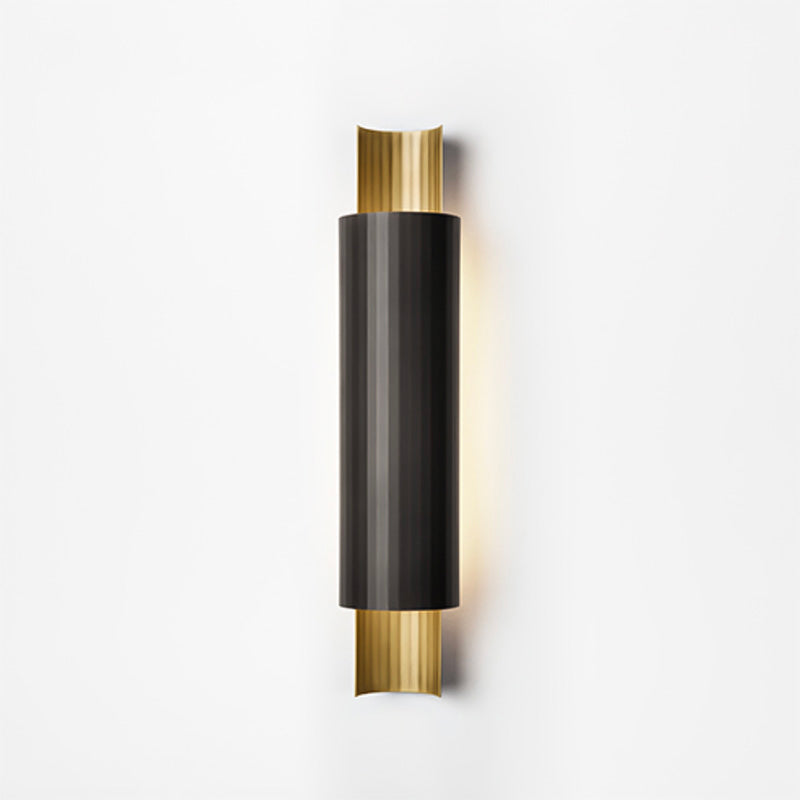 Pipe Shaped LED Wall Mount Lighting Postmodern Metal Bedside Sconce in Black and Gold Inner Clearhalo 'Cast Iron' 'Glass' 'Industrial' 'Modern wall lights' 'Modern' 'Tiffany' 'Traditional wall lights' 'Wall Lamps & Sconces' 'Wall Lights' Lighting' 2373459
