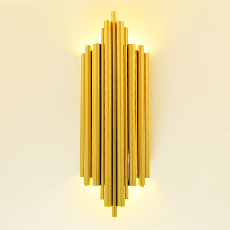 Gold Finish Flute Sconce Lamp Postmodernism 4-Light Metal Wall Mount Light for Living Room Clearhalo 'Cast Iron' 'Glass' 'Industrial' 'Modern wall lights' 'Modern' 'Tiffany' 'Traditional wall lights' 'Wall Lamps & Sconces' 'Wall Lights' Lighting' 2373462