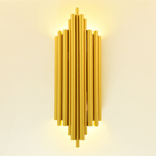 Gold Finish Flute Sconce Lamp Postmodernism 4-Light Metal Wall Mount Light for Living Room Clearhalo 'Cast Iron' 'Glass' 'Industrial' 'Modern wall lights' 'Modern' 'Tiffany' 'Traditional wall lights' 'Wall Lamps & Sconces' 'Wall Lights' Lighting' 2373462