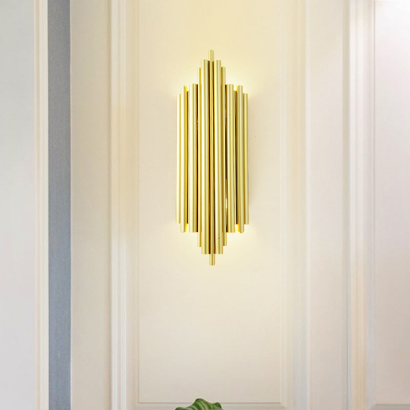 Gold Finish Flute Sconce Lamp Postmodernism 4-Light Metal Wall Mount Light for Living Room Clearhalo 'Cast Iron' 'Glass' 'Industrial' 'Modern wall lights' 'Modern' 'Tiffany' 'Traditional wall lights' 'Wall Lamps & Sconces' 'Wall Lights' Lighting' 2373464