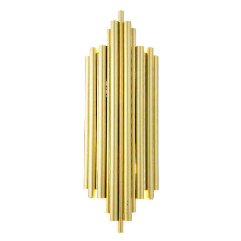 Gold Finish Flute Sconce Lamp Postmodernism 4-Light Metal Wall Mount Light for Living Room Clearhalo 'Cast Iron' 'Glass' 'Industrial' 'Modern wall lights' 'Modern' 'Tiffany' 'Traditional wall lights' 'Wall Lamps & Sconces' 'Wall Lights' Lighting' 2373465
