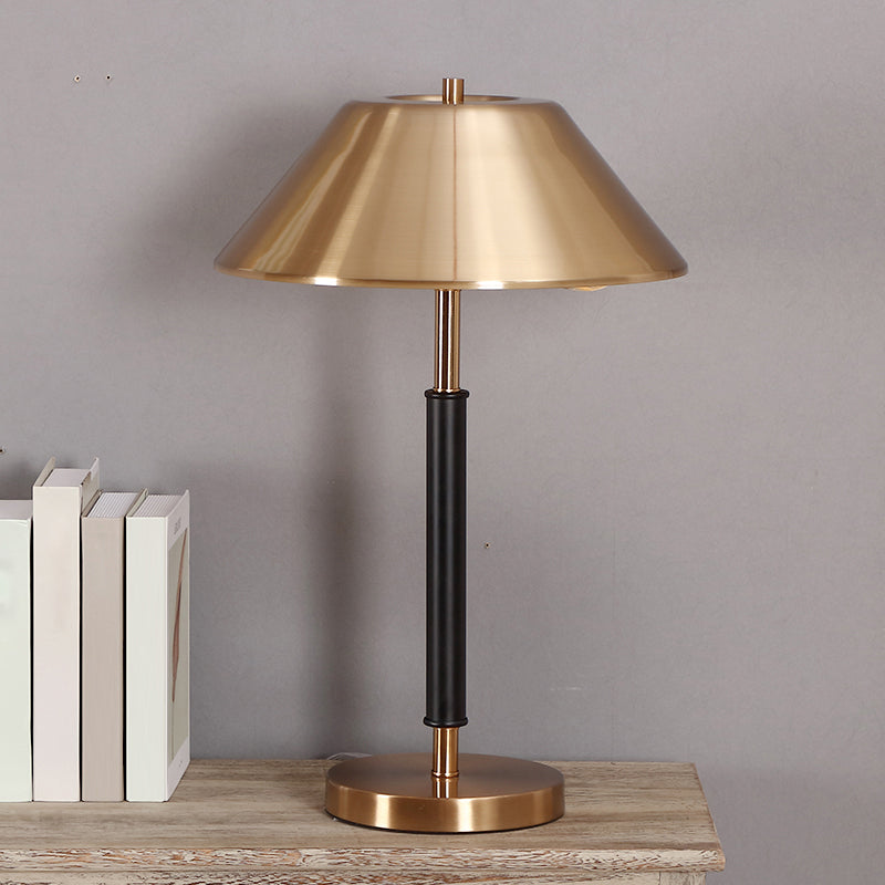 Brass Truncated Cone Night Lamp Postmodern 2-Light Metal Table Light for Bedroom Brass Clearhalo 'Lamps' 'Table Lamps' Lighting' 2373476