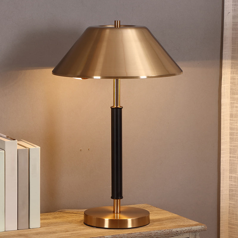 Brass Truncated Cone Night Lamp Postmodern 2-Light Metal Table Light for Bedroom Clearhalo 'Lamps' 'Table Lamps' Lighting' 2373477