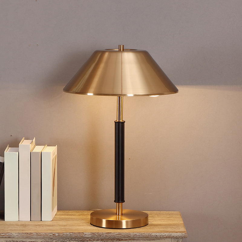 Brass Truncated Cone Night Lamp Postmodern 2-Light Metal Table Light for Bedroom Clearhalo 'Lamps' 'Table Lamps' Lighting' 2373479