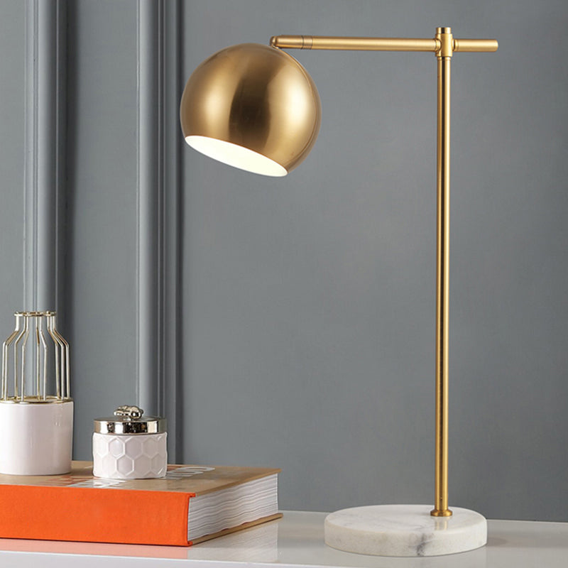 Postmodernist Dome Table Lamp Metal 1 Head Living Room Night Light in Brass with Marble Base Clearhalo 'Lamps' 'Table Lamps' Lighting' 2373481