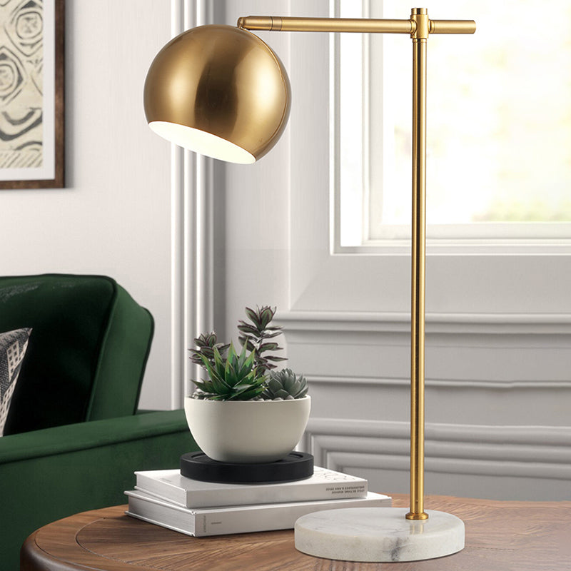 Postmodernist Dome Table Lamp Metal 1 Head Living Room Night Light in Brass with Marble Base Brass Clearhalo 'Lamps' 'Table Lamps' Lighting' 2373482
