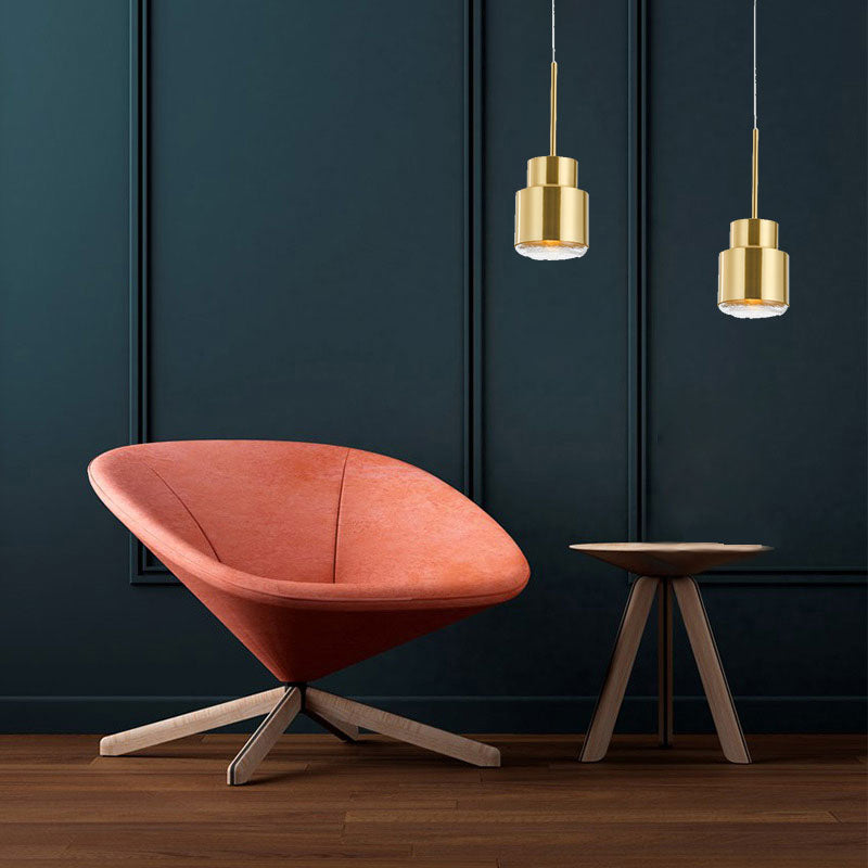 Grenade Shaped Drop Pendant Postmodern Metal 1-Light Gold Pendulum Light with Glass Diffuser Clearhalo 'Ceiling Lights' 'Modern Pendants' 'Modern' 'Pendant Lights' 'Pendants' Lighting' 2373493