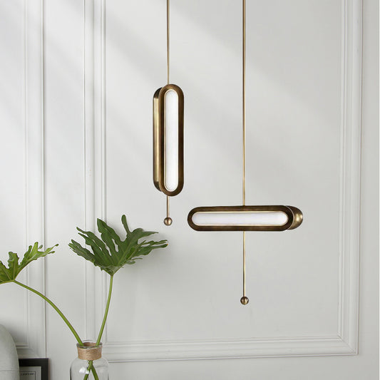 Metal Oblong Suspension Lighting Postmodern Gold Plated LED Hanging Light for Dining Room Clearhalo 'Ceiling Lights' 'Modern Pendants' 'Modern' 'Pendant Lights' 'Pendants' Lighting' 2373499