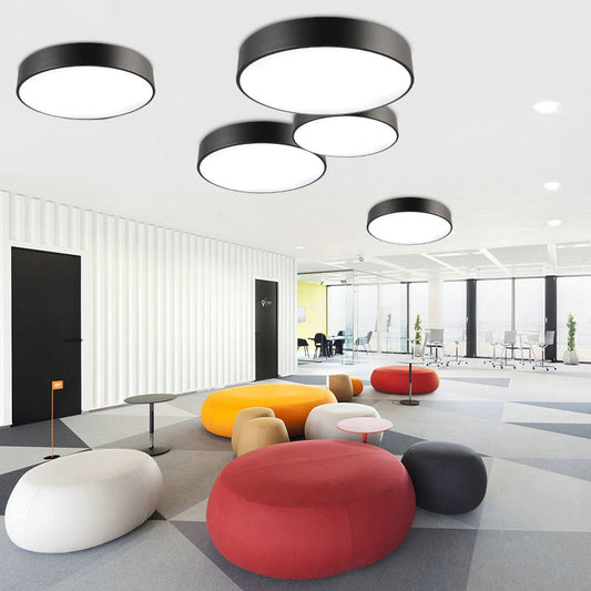Round Flush Mount Ceiling Light Simple Metal Office LED Flush Light Fixture with Acrylic Diffuser Clearhalo 'Ceiling Lights' 'Close To Ceiling Lights' 'Close to ceiling' 'Flush mount' Lighting' 2373517