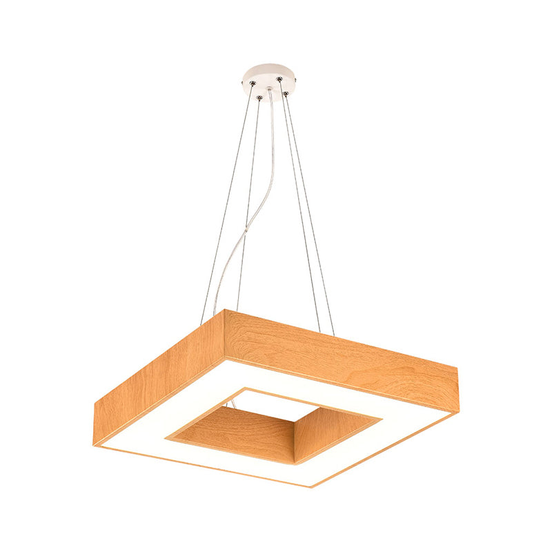 Light Wood Square Suspension Light Fixture Modernism Metal LED Chandelier for Office Clearhalo 'Ceiling Lights' 'Chandeliers' 'Modern Chandeliers' 'Modern' Lighting' 2373528