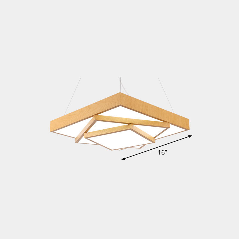 Tiered Square LED Hanging Pendant Light Modern Metal Office Chandelier in Light Wood Light Wood 16" Third Gear Clearhalo 'Ceiling Lights' 'Chandeliers' 'Modern Chandeliers' 'Modern' Lighting' 2373544
