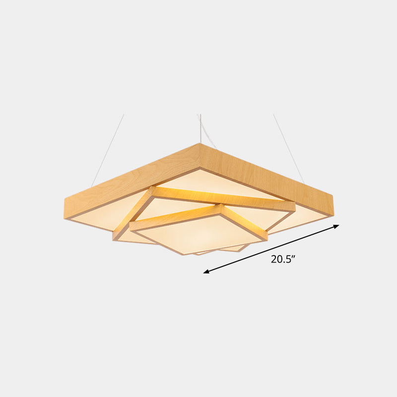 Tiered Square LED Hanging Pendant Light Modern Metal Office Chandelier in Light Wood Light Wood 20.5" Warm Clearhalo 'Ceiling Lights' 'Chandeliers' 'Modern Chandeliers' 'Modern' Lighting' 2373547