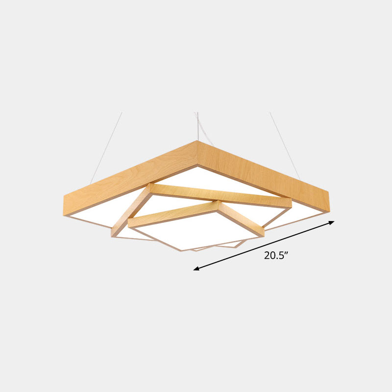 Tiered Square LED Hanging Pendant Light Modern Metal Office Chandelier in Light Wood Light Wood 20.5" Third Gear Clearhalo 'Ceiling Lights' 'Chandeliers' 'Modern Chandeliers' 'Modern' Lighting' 2373548