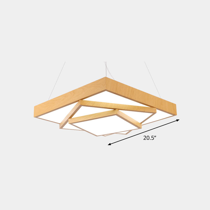 Tiered Square LED Hanging Pendant Light Modern Metal Office Chandelier in Light Wood Light Wood 20.5" White Clearhalo 'Ceiling Lights' 'Chandeliers' 'Modern Chandeliers' 'Modern' Lighting' 2373549