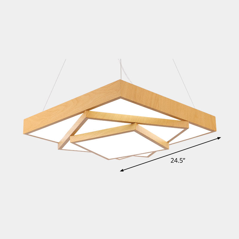 Tiered Square LED Hanging Pendant Light Modern Metal Office Chandelier in Light Wood Light Wood 24.5" Third Gear Clearhalo 'Ceiling Lights' 'Chandeliers' 'Modern Chandeliers' 'Modern' Lighting' 2373552