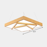 Tiered Square LED Hanging Pendant Light Modern Metal Office Chandelier in Light Wood Light Wood 24.5" White Clearhalo 'Ceiling Lights' 'Chandeliers' 'Modern Chandeliers' 'Modern' Lighting' 2373553