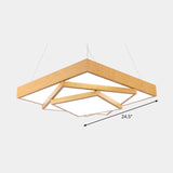 Tiered Square LED Hanging Pendant Light Modern Metal Office Chandelier in Light Wood Light Wood 24.5" White Clearhalo 'Ceiling Lights' 'Chandeliers' 'Modern Chandeliers' 'Modern' Lighting' 2373553