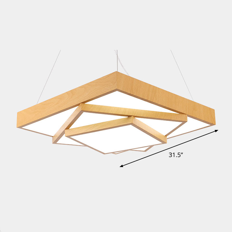 Tiered Square LED Hanging Pendant Light Modern Metal Office Chandelier in Light Wood Light Wood 31.5" Third Gear Clearhalo 'Ceiling Lights' 'Chandeliers' 'Modern Chandeliers' 'Modern' Lighting' 2373556