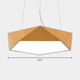 Nordic Pentagonal Chandelier Lamp Acrylic Office LED Pendant Ceiling Light in Light Wood Light Wood 24.5" Third Gear Clearhalo 'Ceiling Lights' 'Chandeliers' 'Modern Chandeliers' 'Modern' Lighting' 2373573