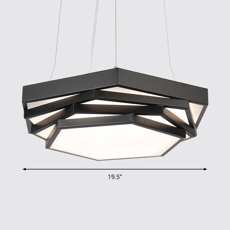 Modernist LED Chandelier Hexagonal Tiered Suspension Lighting with Acrylic Shade Black Third Gear Clearhalo 'Ceiling Lights' 'Chandeliers' 'Modern Chandeliers' 'Modern' Lighting' 2373578