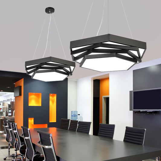 Modernist LED Chandelier Hexagonal Tiered Suspension Lighting with Acrylic Shade Clearhalo 'Ceiling Lights' 'Chandeliers' 'Modern Chandeliers' 'Modern' Lighting' 2373583
