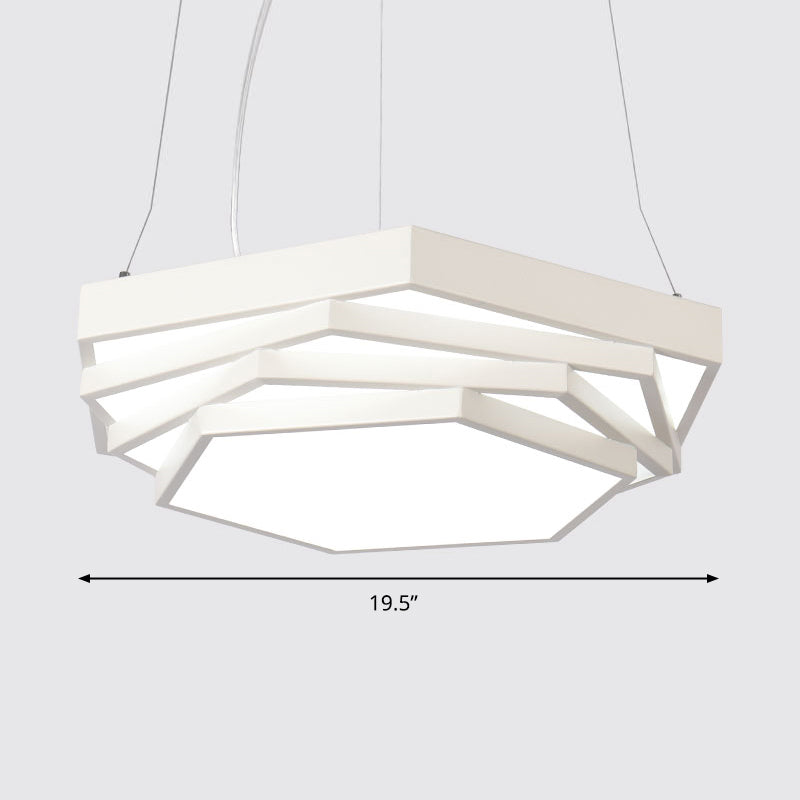Modernist LED Chandelier Hexagonal Tiered Suspension Lighting with Acrylic Shade White White Clearhalo 'Ceiling Lights' 'Chandeliers' 'Modern Chandeliers' 'Modern' Lighting' 2373587