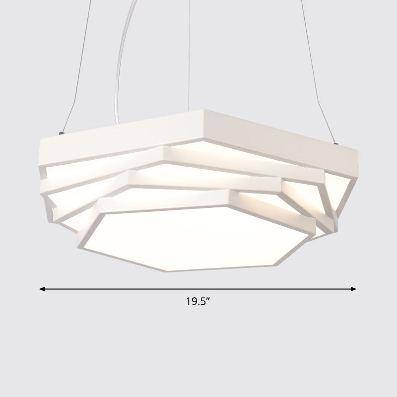 Modernist LED Chandelier Hexagonal Tiered Suspension Lighting with Acrylic Shade White Natural Clearhalo 'Ceiling Lights' 'Chandeliers' 'Modern Chandeliers' 'Modern' Lighting' 2373588