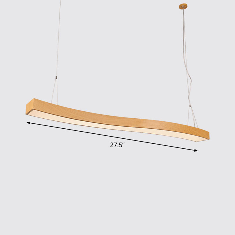 Wavy LED Pendant Chandelier Minimalist Metal Light Wood Suspension Light for Office Light Wood 27.5" Third Gear Clearhalo 'Ceiling Lights' 'Chandeliers' 'Modern Chandeliers' 'Modern' Lighting' 2373591