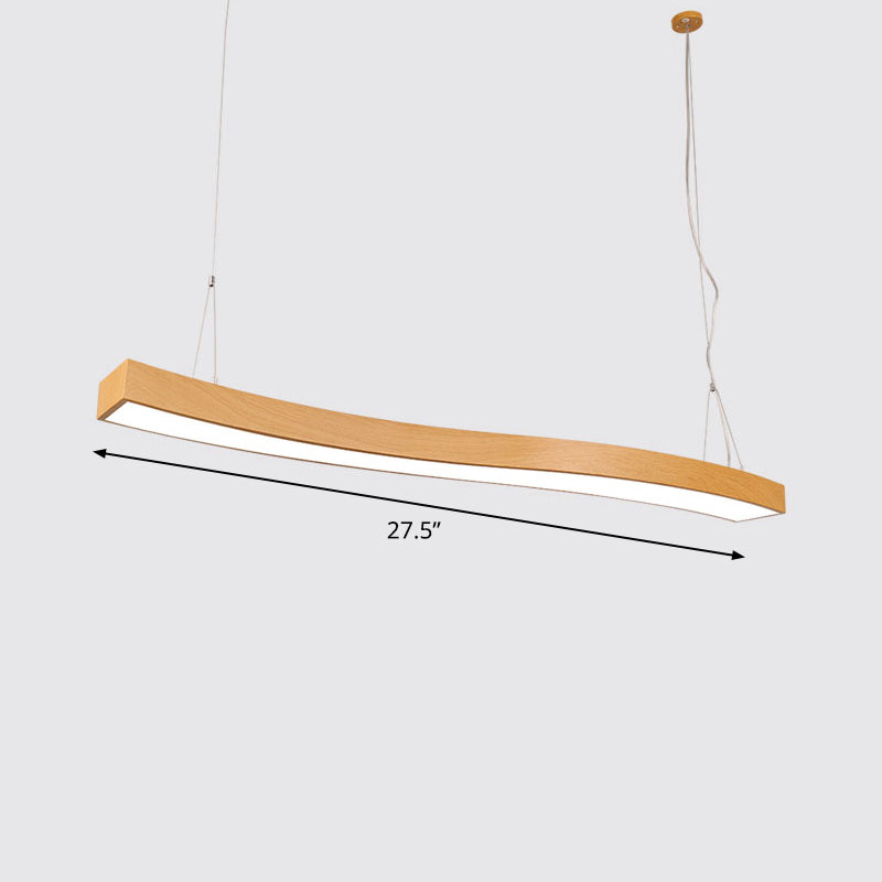 Wavy LED Pendant Chandelier Minimalist Metal Light Wood Suspension Light for Office Light Wood 27.5" White Clearhalo 'Ceiling Lights' 'Chandeliers' 'Modern Chandeliers' 'Modern' Lighting' 2373593