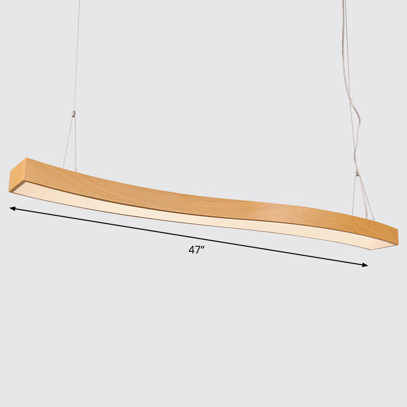 Wavy LED Pendant Chandelier Minimalist Metal Light Wood Suspension Light for Office Light Wood 47.5" Third Gear Clearhalo 'Ceiling Lights' 'Chandeliers' 'Modern Chandeliers' 'Modern' Lighting' 2373599