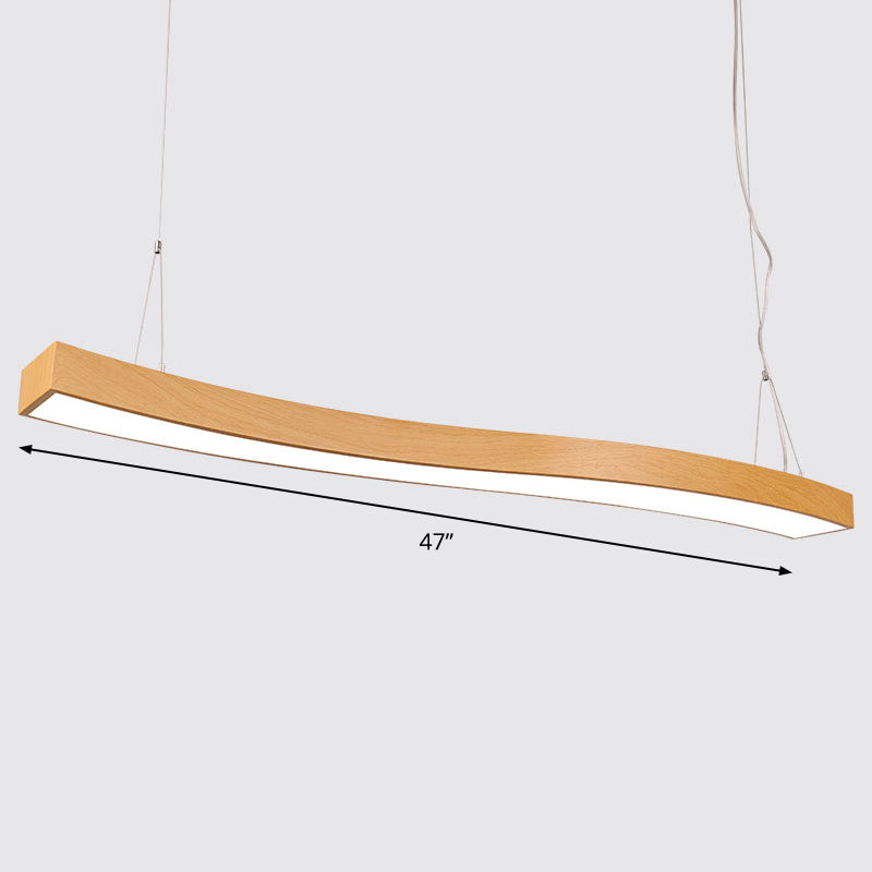Wavy LED Pendant Chandelier Minimalist Metal Light Wood Suspension Light for Office Light Wood 47.5" White Clearhalo 'Ceiling Lights' 'Chandeliers' 'Modern Chandeliers' 'Modern' Lighting' 2373600