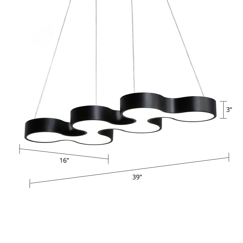 Meandering LED Ceiling Light Novelty Modern Metal Office Chandelier Light Fixture Black White Clearhalo 'Ceiling Lights' 'Chandeliers' 'Modern Chandeliers' 'Modern' Lighting' 2373606
